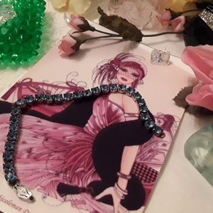 VTG 1930'S-40'S STERLING BLUE CRYSTAL BRACELET 7"